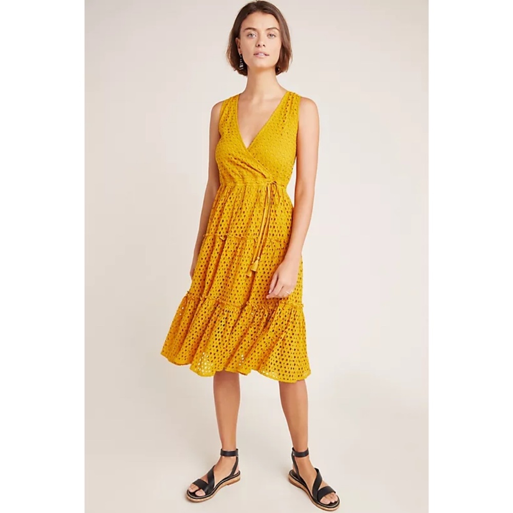 Anthropologie Nuri Eyelet Wrap Dress - Picture 4 of 11